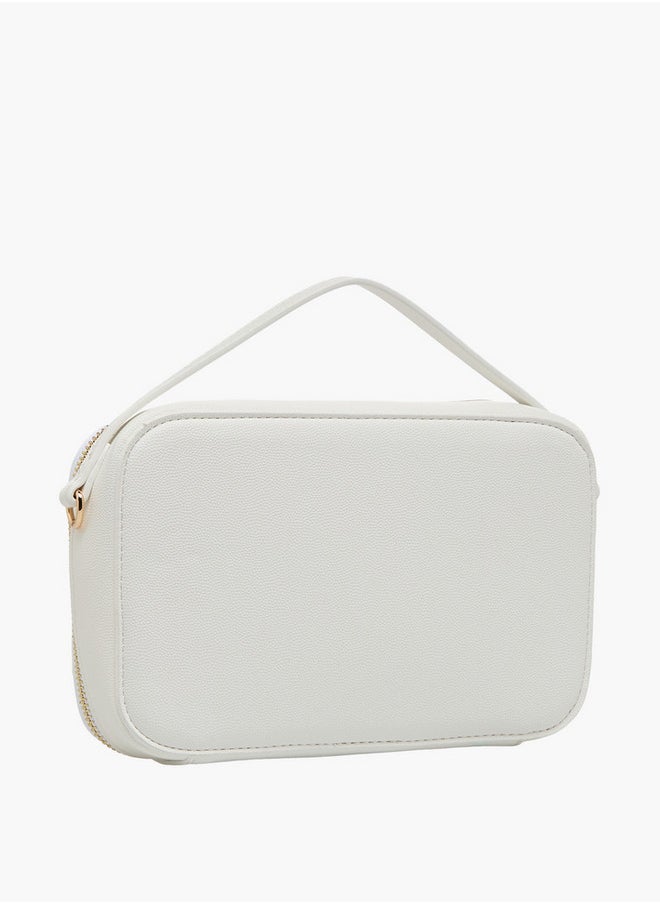 Textured Crossbody Bag with Chain Strap and Zip Closure