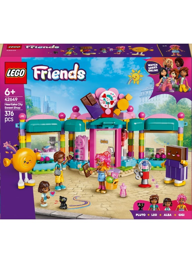 Friends Heartlake City Sweet Shop Set, Creative Learning Toy for Kids, with 2 Mini Dolls, a Micro Doll and a Pet Cat Figure, Birthday Gift for 6 Plus Year Old Girls 42649 (376 pieces)