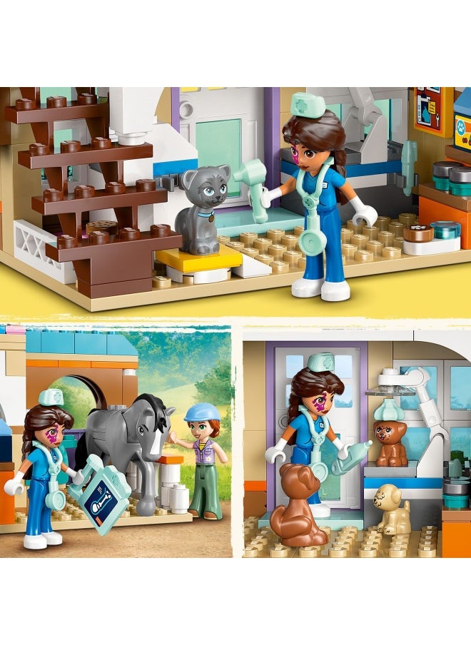 Friends Horse and Pet Vet Clinic Set for Kids, Animal Role-Play Toy with 3 Character Mini Dolls, plus Cat & Dog Figures, Birthday Gift for 6+ Year Old Girls 42651 (428 pieces)