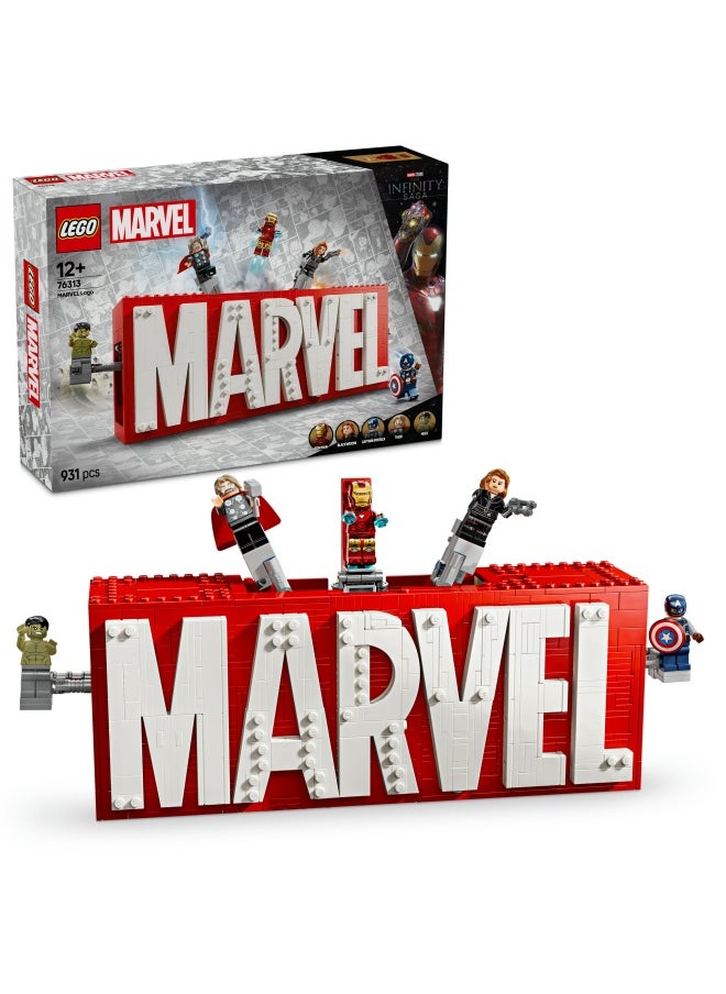 Marvel: MARVEL Logo & Minifigures - Super-Hero Building Toy with 5 Characters incl. Iron Man, Thor, Black Widow & Hulk - Avengers Gift for 12+ Year Old Boys, Girls & Teens 76313 (931 pieces)