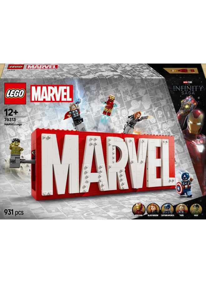 Marvel: MARVEL Logo & Minifigures - Super-Hero Building Toy with 5 Characters incl. Iron Man, Thor, Black Widow & Hulk - Avengers Gift for 12+ Year Old Boys, Girls & Teens 76313 (931 pieces)