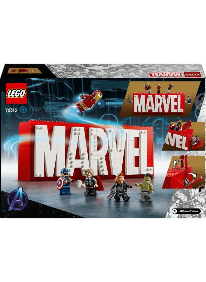 Marvel: MARVEL Logo & Minifigures - Super-Hero Building Toy with 5 Characters incl. Iron Man, Thor, Black Widow & Hulk - Avengers Gift for 12+ Year Old Boys, Girls & Teens 76313 (931 pieces)