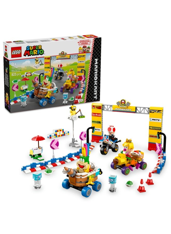 Super Mario: Mario Kart – Baby Peach & Grand Prix Building Toy Set, with 4 Nintendo Character Figures and 4 Vehicles Incl. Standard Bike, Gift for 8 Plus Year Old Boys, Girls and Gamers 72036 (823 pieces)