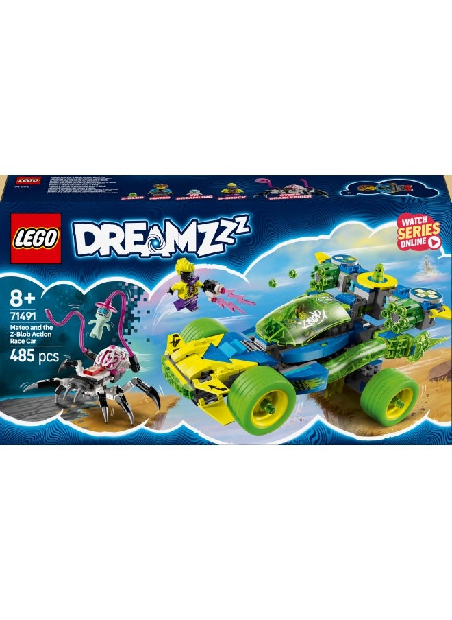 DREAMZzz 2in1 Mateo and the Z-Blob Action Race Car to Motorbike Toy, Vehicle Set for 8 Plus Year Old Boys & Girls, Includes z-Blob, a Spider Figure and 2 Minifigures 71491 (485 pieces)