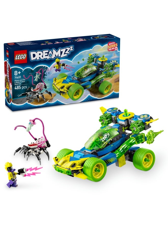 DREAMZzz 2in1 Mateo and the Z-Blob Action Race Car to Motorbike Toy, Vehicle Set for 8 Plus Year Old Boys & Girls, Includes z-Blob, a Spider Figure and 2 Minifigures 71491 (485 pieces)