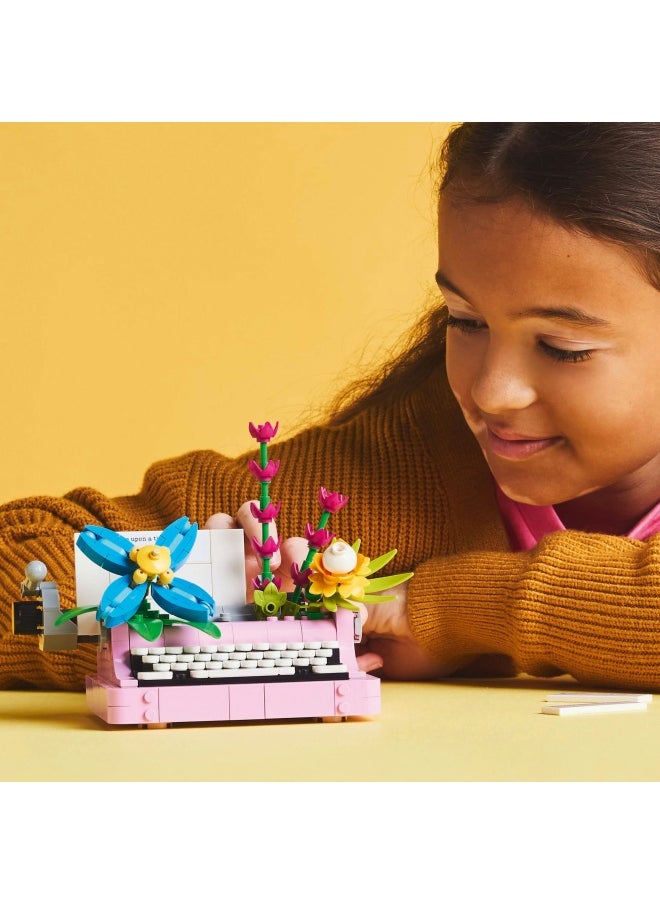 Creator 3in1 Typewriter with Flowers Toy - Transforms into a Keytar Model or a Flowerpot with Pen & Notebook - Building Set for 8+ Year Old Girls & Boys - Creative Birthday Gift - 31169 (363 pieces)