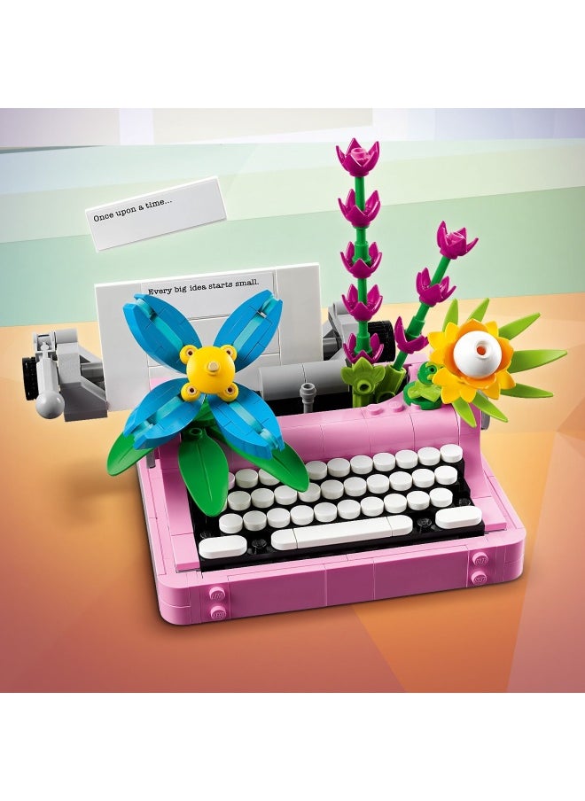 Creator 3in1 Typewriter with Flowers Toy - Transforms into a Keytar Model or a Flowerpot with Pen & Notebook - Building Set for 8+ Year Old Girls & Boys - Creative Birthday Gift - 31169 (363 pieces)