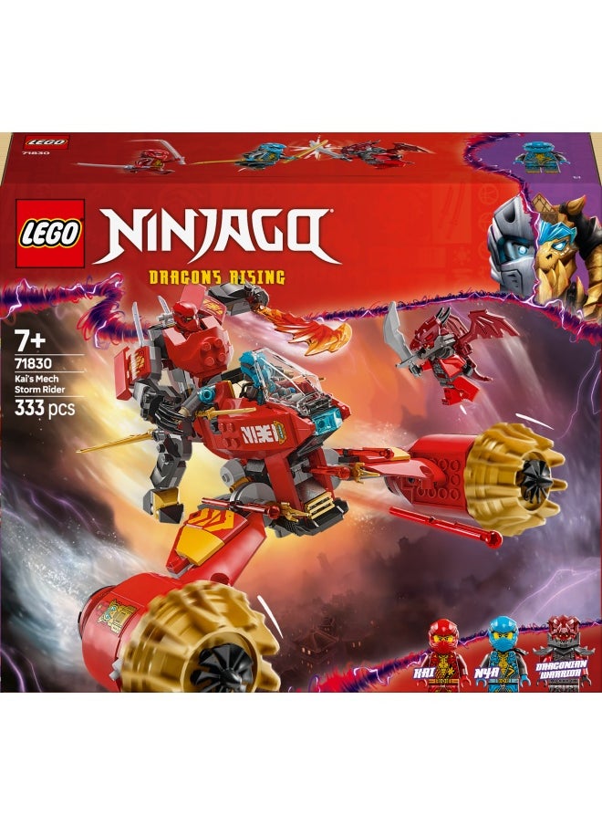 NINJAGO Kai’s Mech Storm Rider - Ninja Toy with a Flying Motorbike, Action Figure & 3 Minifigures - Birthday Gift Idea for 7 Plus Year Old Boys, Girls and Dragons Rising Fans 71830 (333 pieces)