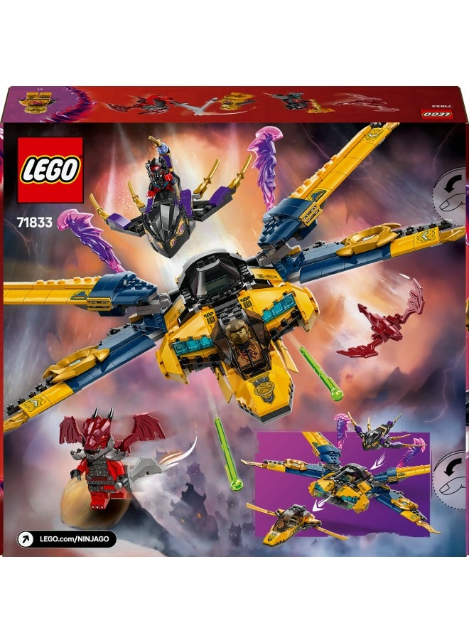NINJAGO Ras and Arin’s Super Storm Jet Toy with a Dragon Drone, Shooters, Blades & Engines - Incl. 3 Minifigures for Ninja Role Play - Building Set for 8+ Year Old Boys & Girls - 71833 (510 pieces)