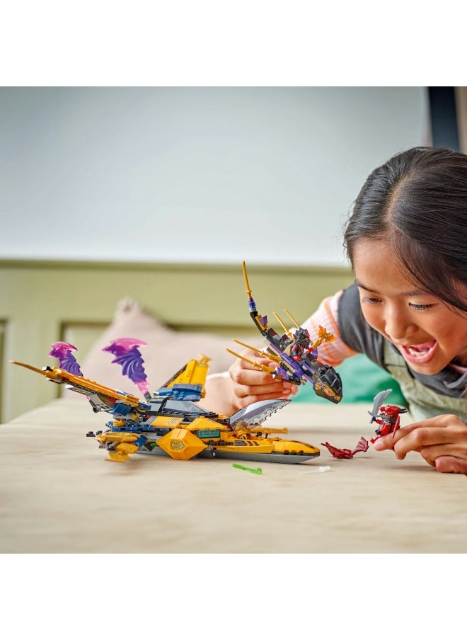 NINJAGO Ras and Arin’s Super Storm Jet Toy with a Dragon Drone, Shooters, Blades & Engines - Incl. 3 Minifigures for Ninja Role Play - Building Set for 8+ Year Old Boys & Girls - 71833 (510 pieces)