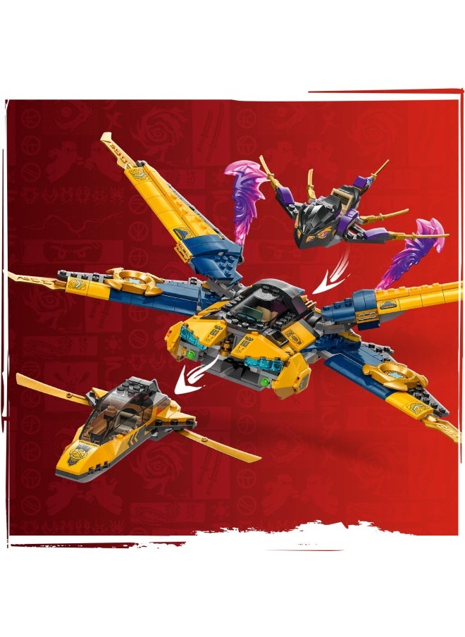 NINJAGO Ras and Arin’s Super Storm Jet Toy with a Dragon Drone, Shooters, Blades & Engines - Incl. 3 Minifigures for Ninja Role Play - Building Set for 8+ Year Old Boys & Girls - 71833 (510 pieces)