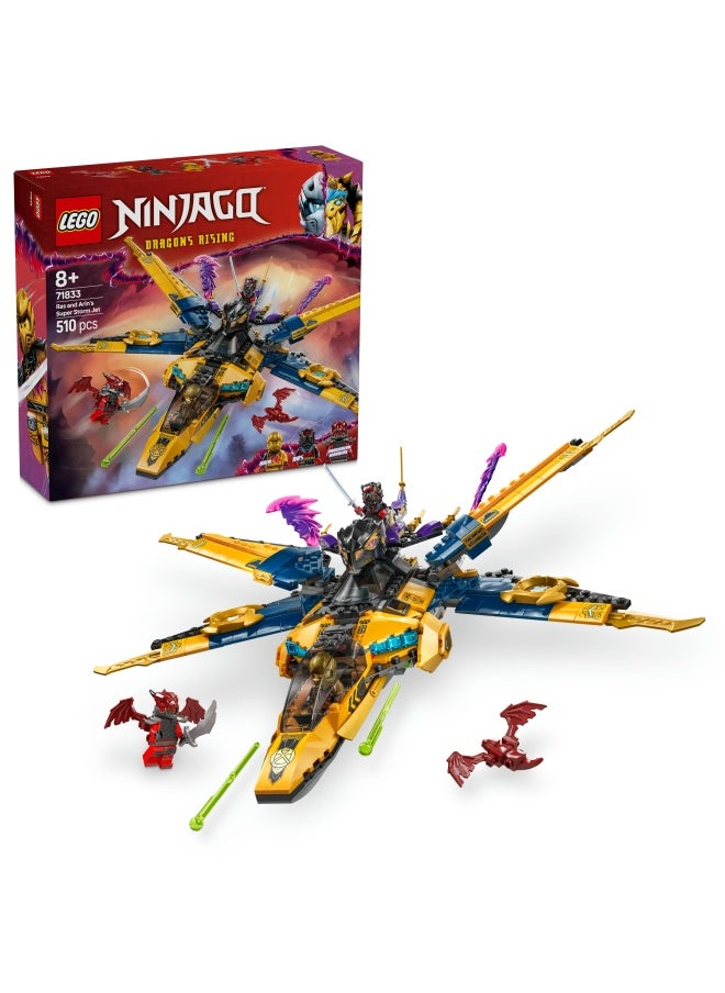 NINJAGO Ras and Arin’s Super Storm Jet Toy with a Dragon Drone, Shooters, Blades & Engines - Incl. 3 Minifigures for Ninja Role Play - Building Set for 8+ Year Old Boys & Girls - 71833 (510 pieces)