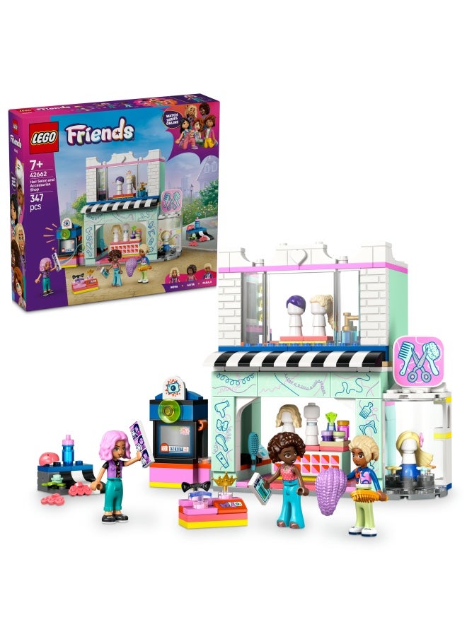 Friends Hair Salon and Accessories Shop Toy, Hairdresser Role-Play Set for 7 Plus Year Old Girls, with 3 Mini Doll Characters for Pretend Play, Birthday Gift Idea 42662 (347 pieces)