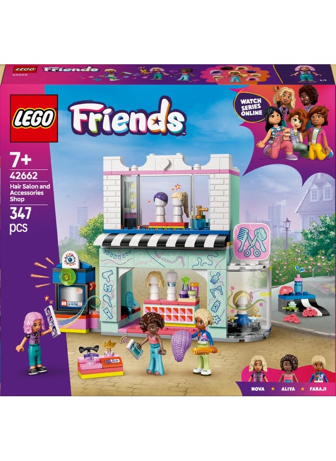 Friends Hair Salon and Accessories Shop Toy, Hairdresser Role-Play Set for 7 Plus Year Old Girls, with 3 Mini Doll Characters for Pretend Play, Birthday Gift Idea 42662 (347 pieces)