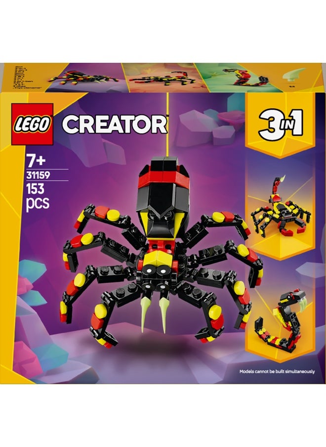Creator 3in1 Wild Animals: Surprising Spider Toy - Transforms into a Scorpion Figure or a Snake - Building Set for Nature-Loving 7+ Year Old Boys & Girls - Creative Birthday Gift - 31159 (153 pieces)