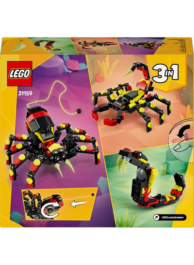 Creator 3in1 Wild Animals: Surprising Spider Toy - Transforms into a Scorpion Figure or a Snake - Building Set for Nature-Loving 7+ Year Old Boys & Girls - Creative Birthday Gift - 31159 (153 pieces)