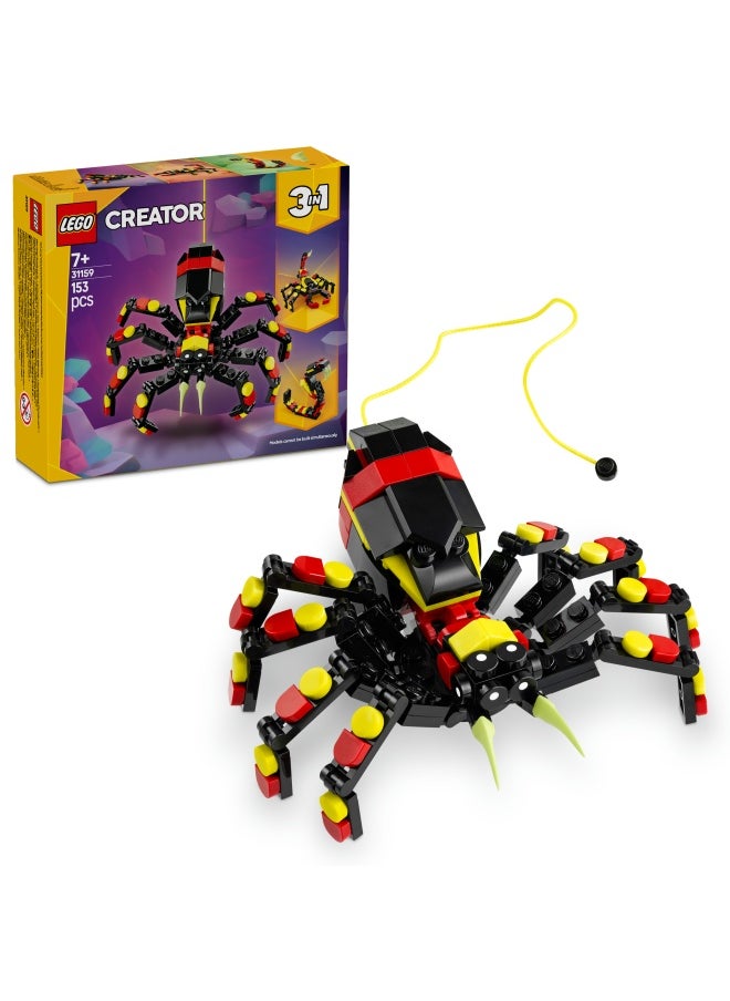 Creator 3in1 Wild Animals: Surprising Spider Toy - Transforms into a Scorpion Figure or a Snake - Building Set for Nature-Loving 7+ Year Old Boys & Girls - Creative Birthday Gift - 31159 (153 pieces)