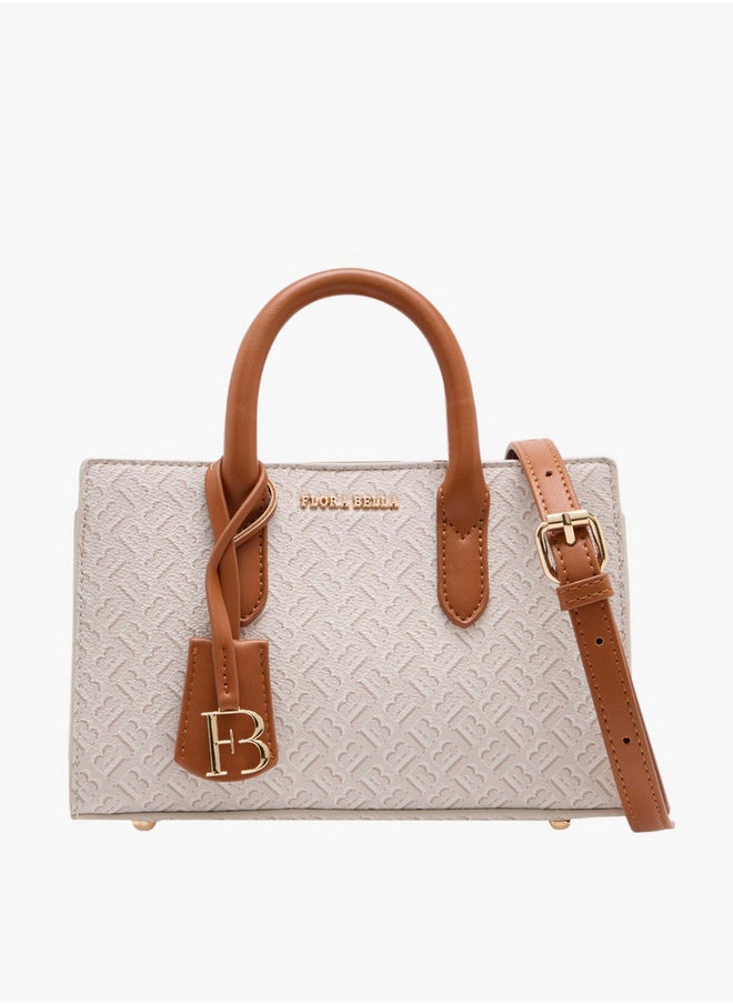 Women's Monogram Embossed Tote Bag with Detachable Shoulder Strap