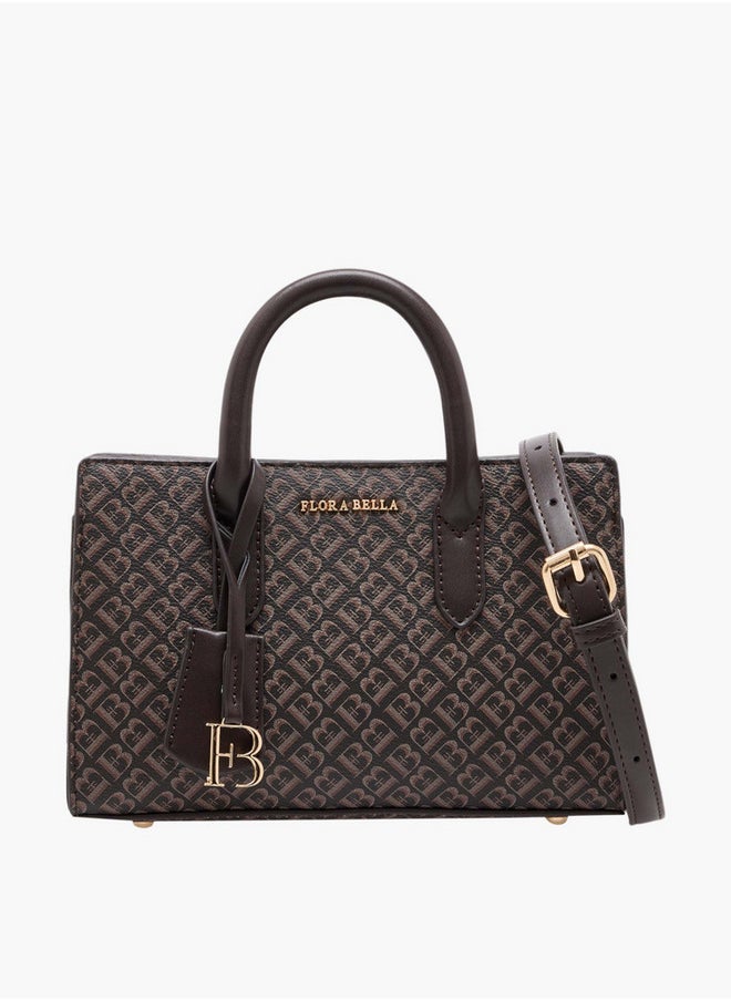 Women's Monogram Embossed Tote Bag with Detachable Shoulder Strap