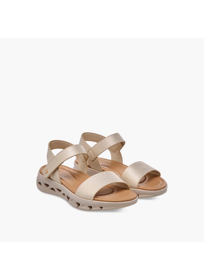 Women's Textured Strap Sandals with Hook and Loop Closure