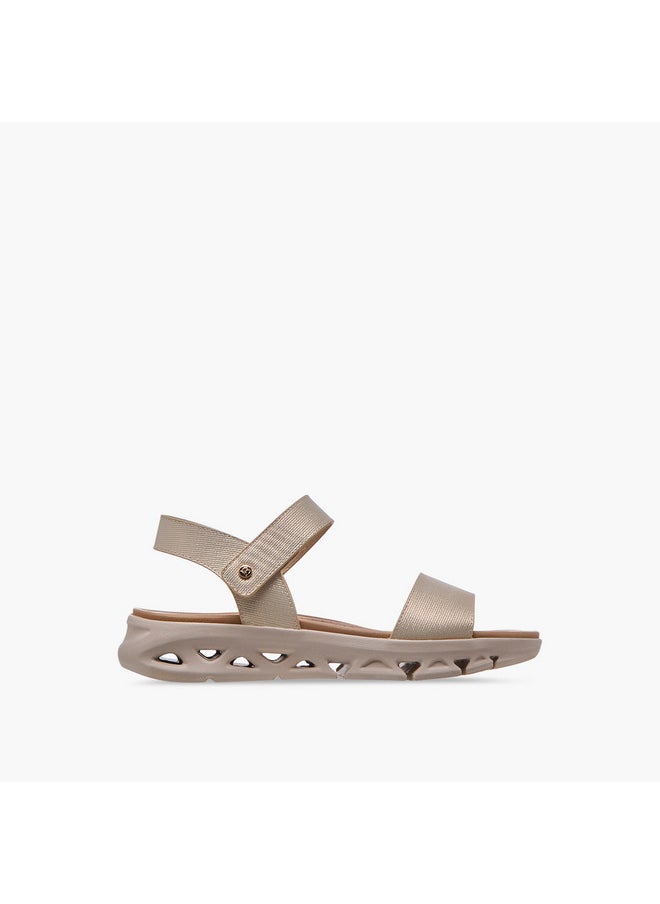 Women's Textured Strap Sandals with Hook and Loop Closure