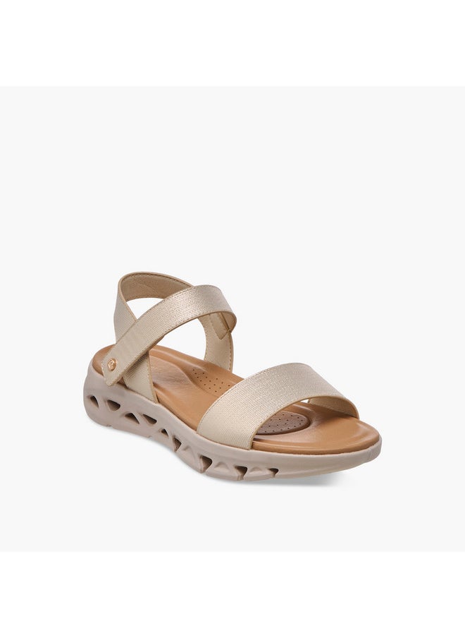 Women's Textured Strap Sandals with Hook and Loop Closure