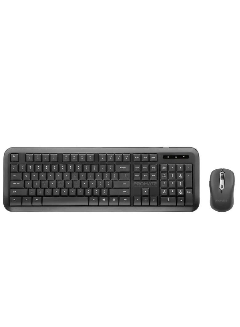 Wireless English Keyboard and Mouse Combo, Ergonomic Angled 2.4Ghz Wireless Keyboard with 1200 DPI Ambidextrous Mouse, Wrist Rest, Nano USB Receiver, Media Keys, for iMac, MacBook Air, ASUS, ProCombo-14 Black