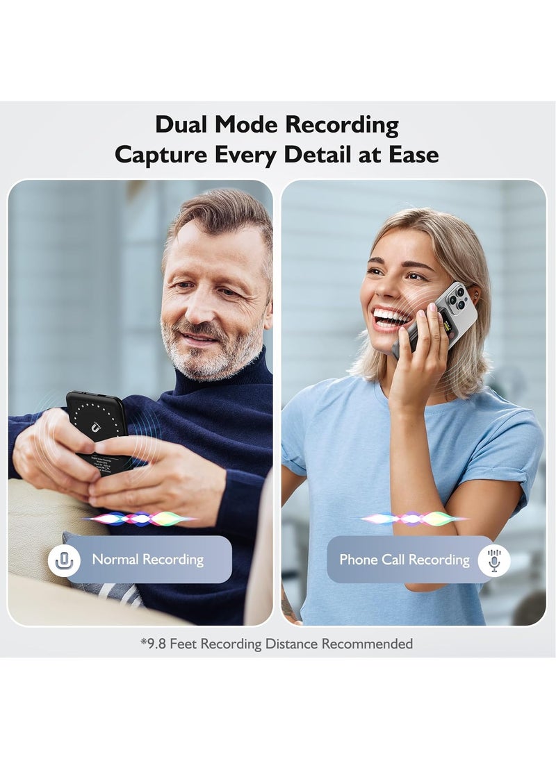 AI Voice Recorder with Transcription Summarize - Magnetic Note Audio Recording Device with Playback for Phone Calls Lectures Meetings Interviews, APP Control Support 104 Languages Noise Reduction 64GB Memory