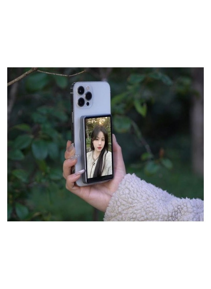 Magnetic Selfie Screen Monitor – Portable Magnetic Display for iPhone & Android | Real-Time Front-Facing Camera View, USB-C & Lightning Compatible, Easy Clip-On Selfie Mirror for Vloggers & Creators
