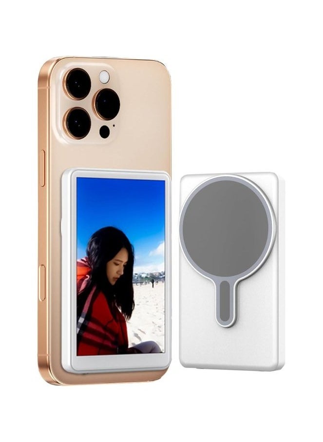 Magnetic Selfie Screen Monitor – Portable Magnetic Display for iPhone & Android | Real-Time Front-Facing Camera View, USB-C & Lightning Compatible, Easy Clip-On Selfie Mirror for Vloggers & Creators