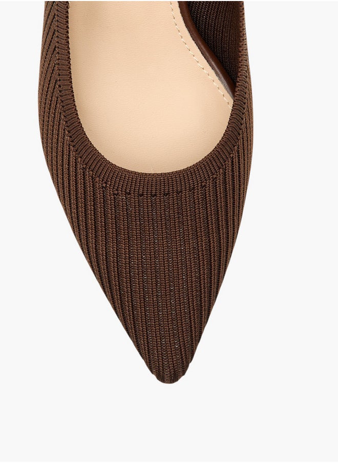 Textured Slingback Shoes with Block Heels