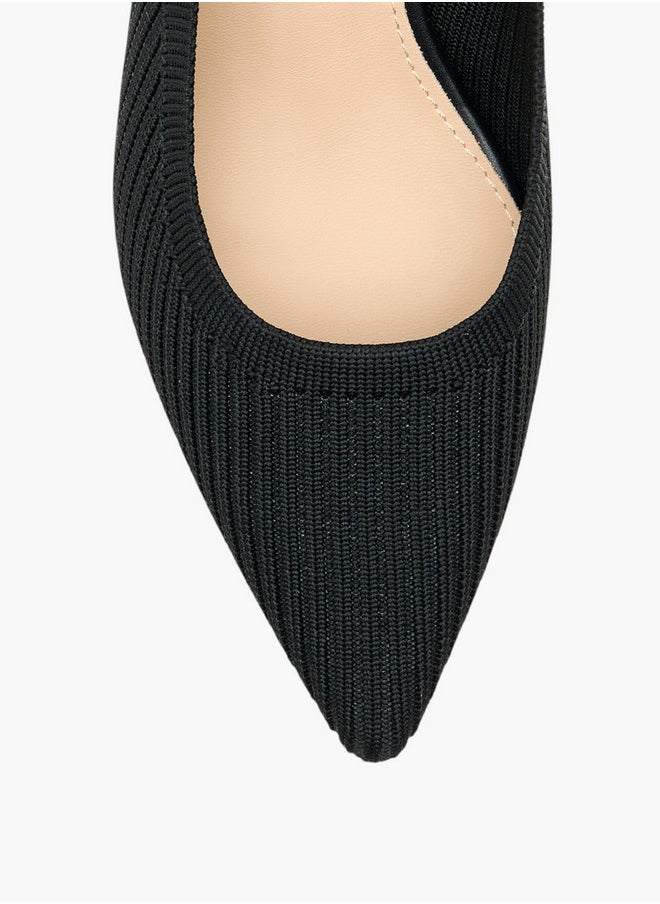Textured Slingback Shoes with Block Heels