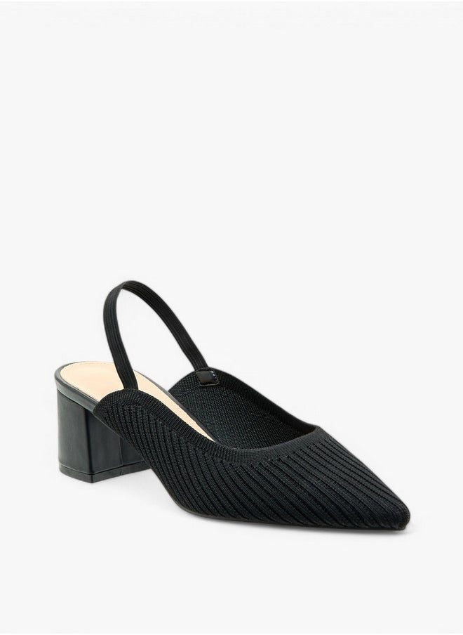 Textured Slingback Shoes with Block Heels