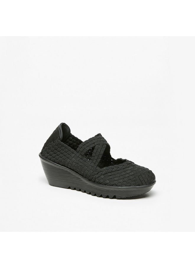 Women's Textured Comfort Slip-On Shoes with Wedge Heels
