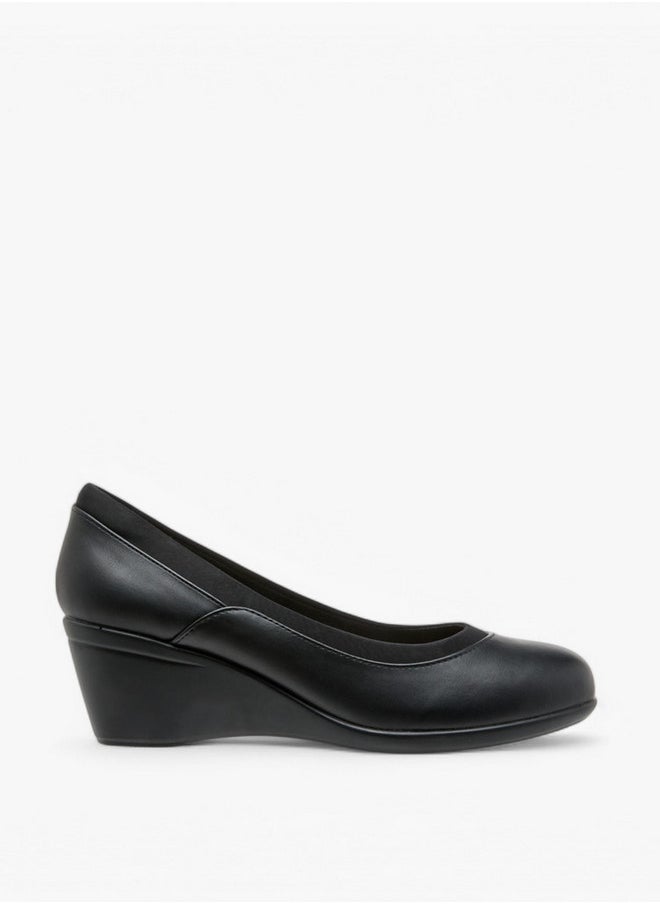 Solid Slip-On Comfort Shoes with Wedge Heels