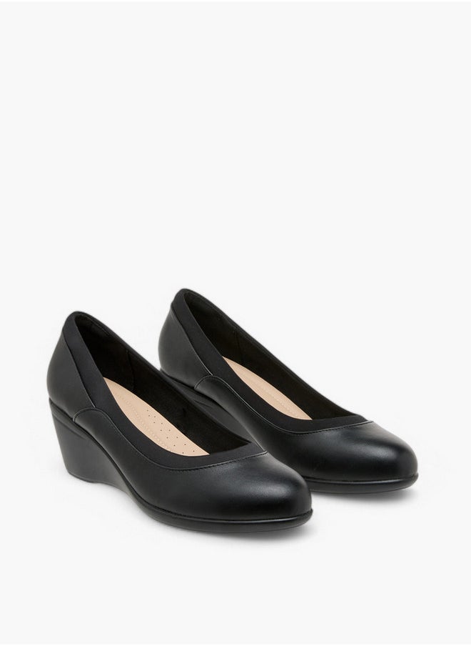 Solid Slip-On Comfort Shoes with Wedge Heels