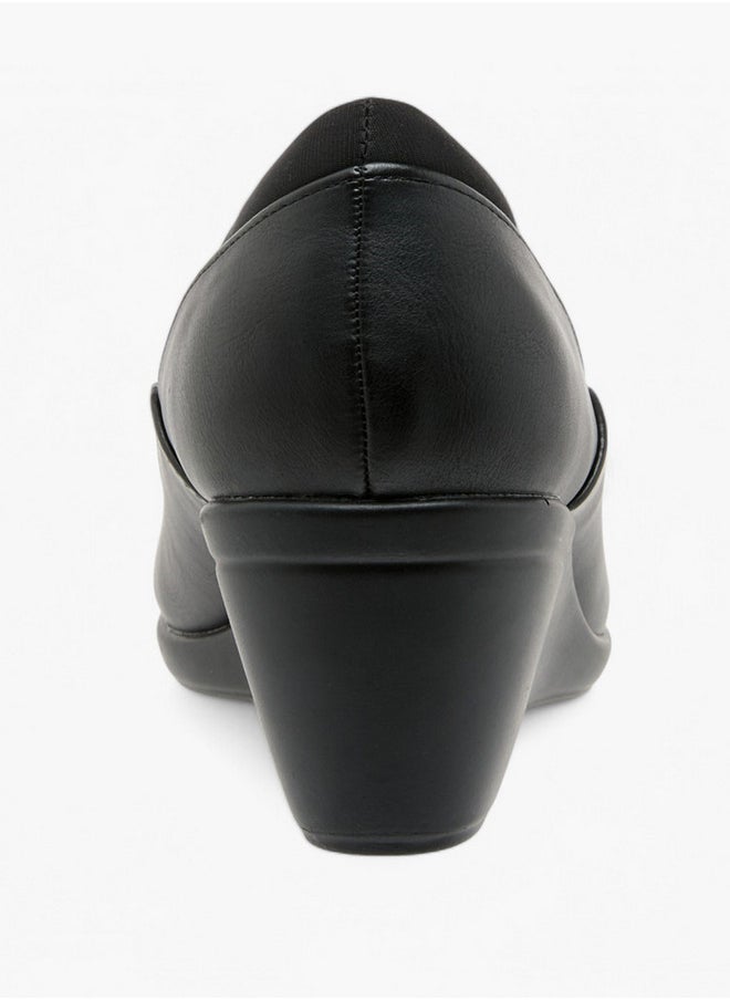 Solid Slip-On Comfort Shoes with Wedge Heels