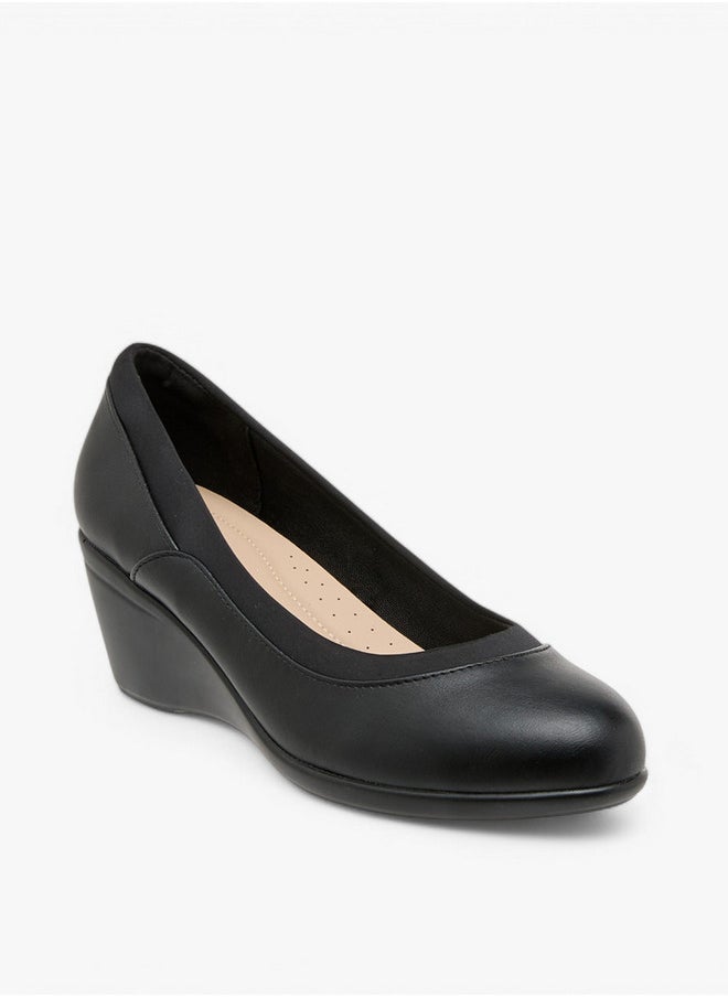 Solid Slip-On Comfort Shoes with Wedge Heels