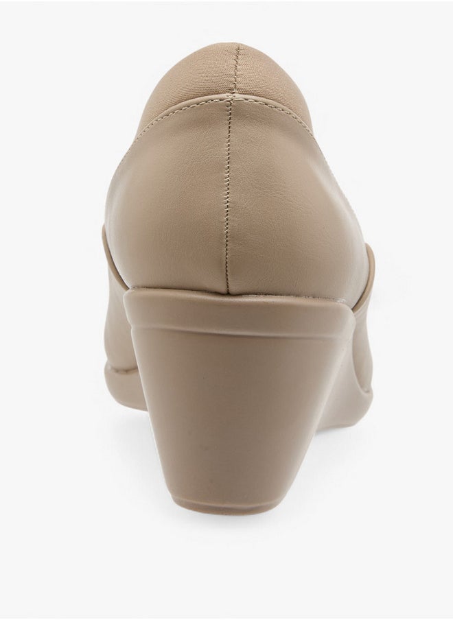Solid Slip-On Comfort Shoes with Wedge Heels
