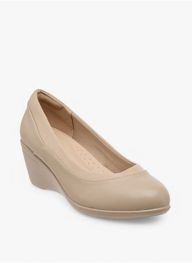 Solid Slip-On Comfort Shoes with Wedge Heels