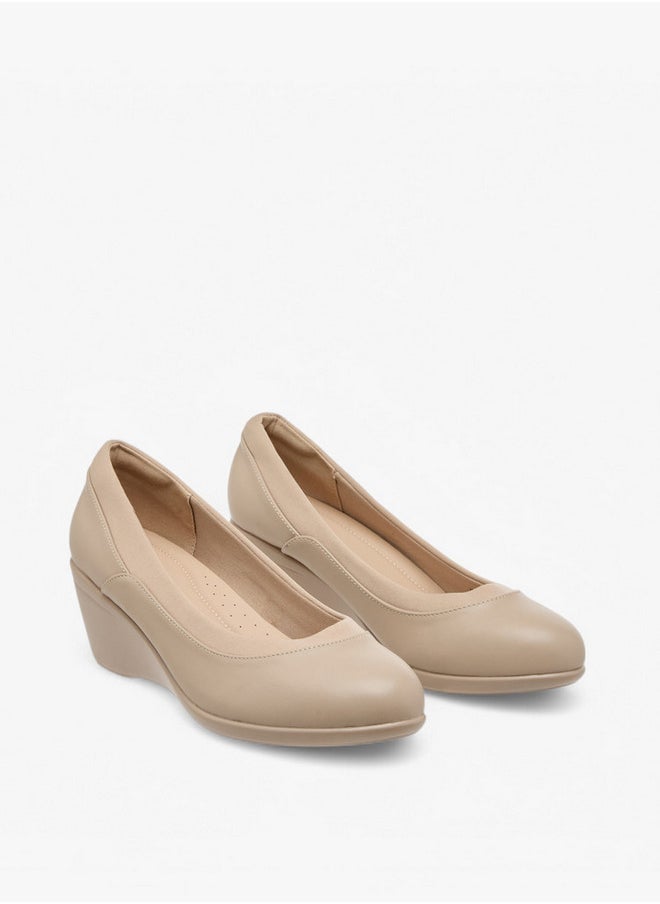 Solid Slip-On Comfort Shoes with Wedge Heels