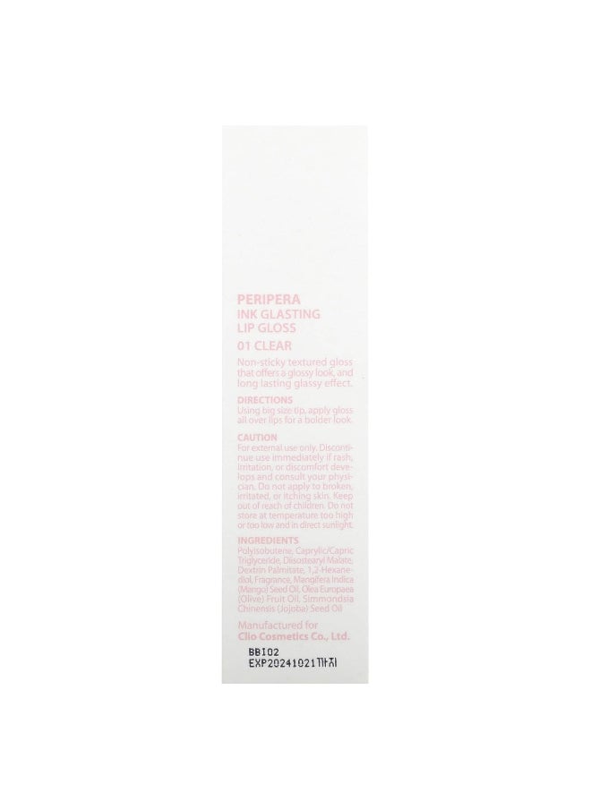 Peripera, Ink Glasting Lip Gloss, 01 Clear, 0.15 fl oz (4.5 ml)