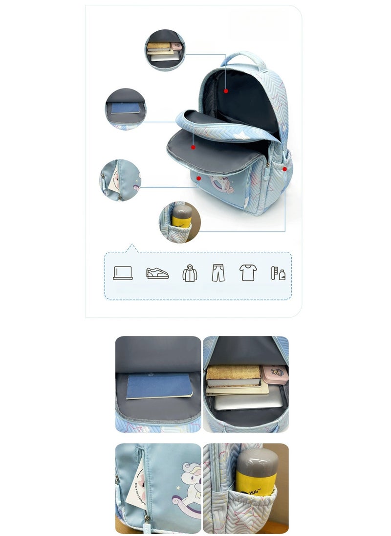 Cute and Childlike Backpack With Pony Prints For Primary and Secondary School Students, Large Capacity, Load-reducing Oxford Cloth Back-protecting Backpack 30*43*15cm