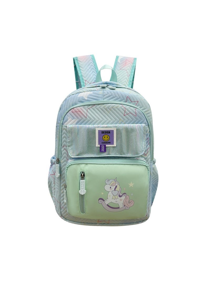 Cute and Childlike Backpack With Pony Prints For Primary and Secondary School Students, Large Capacity, Load-reducing Oxford Cloth Back-protecting Backpack 30*43*15cm