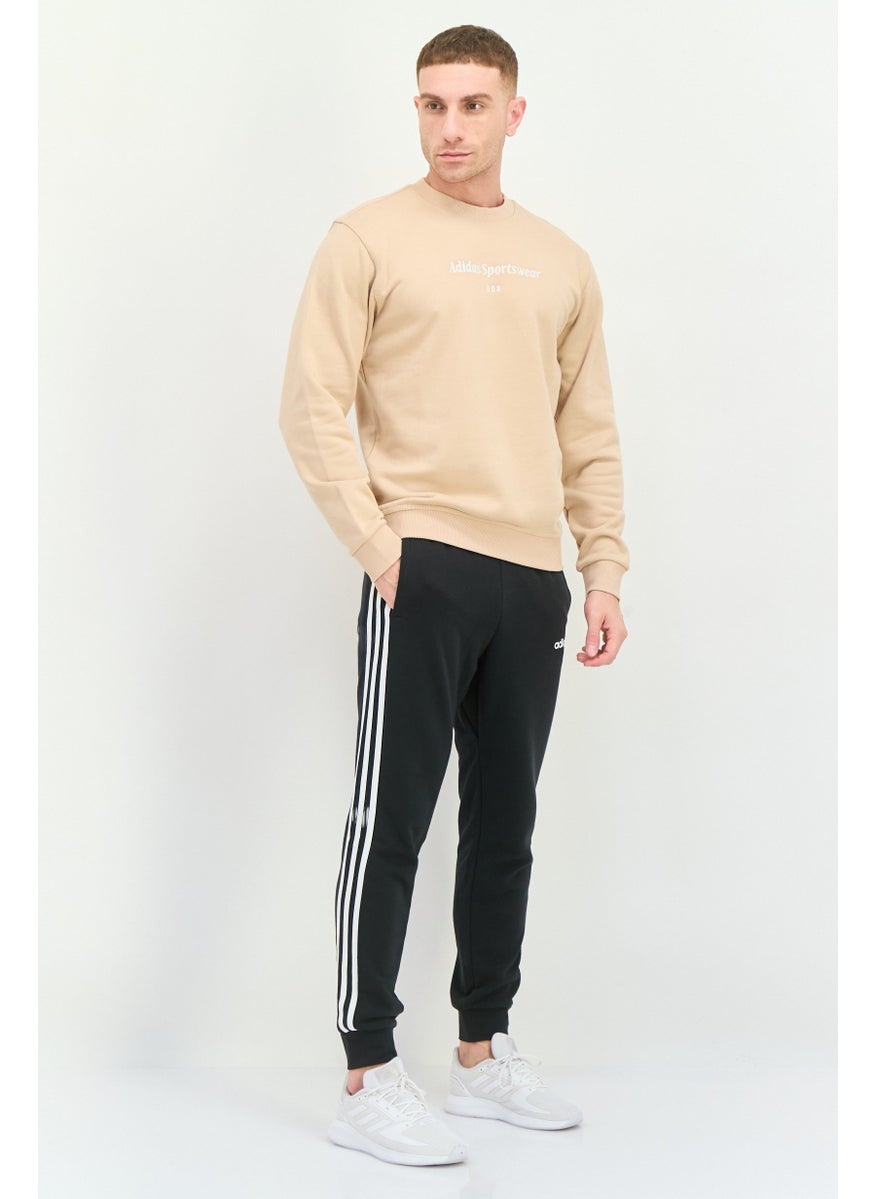 Men Sportswear Fit Long Sleeve Outdoor Sweatshirt, Beige