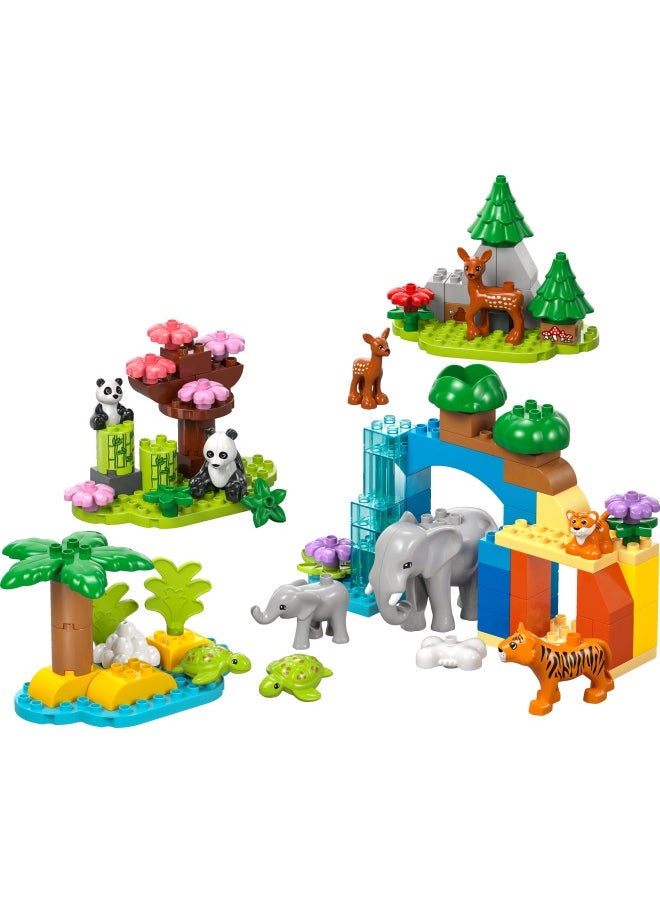 DUPLO 3in1 Wild Animal Families Set, Montessori Toddler Learning Toy with Turtle, Tiger, Elephant, Deer and Panda Figures for 2 Plus Years Old Girls and Boys 10446 (92 pieces)