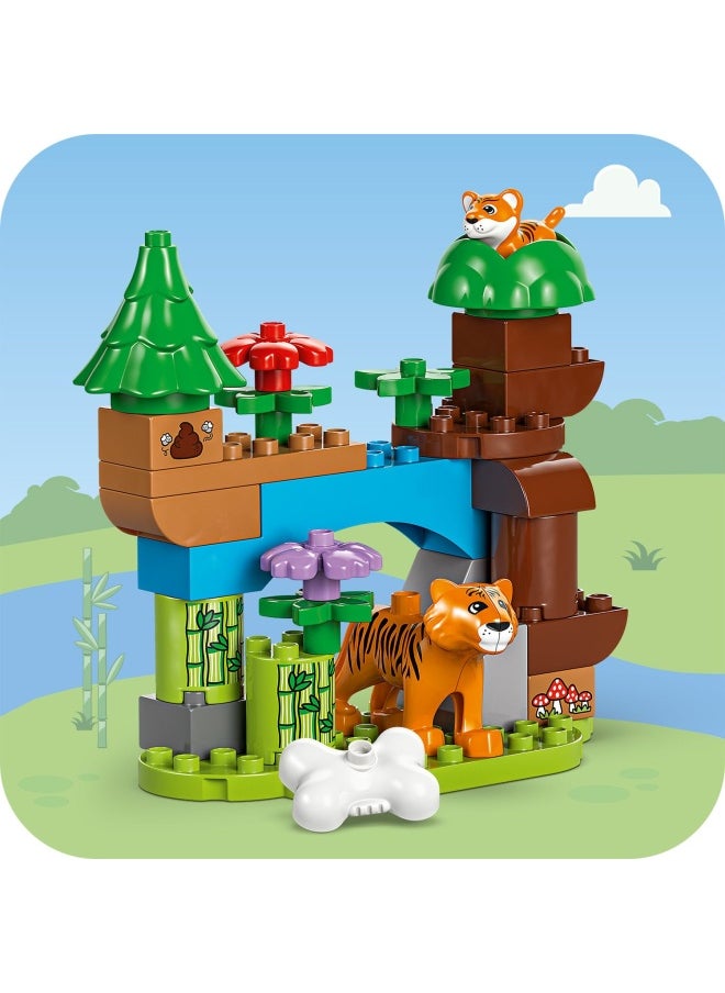 DUPLO 3in1 Wild Animal Families Set, Montessori Toddler Learning Toy with Turtle, Tiger, Elephant, Deer and Panda Figures for 2 Plus Years Old Girls and Boys 10446 (92 pieces)
