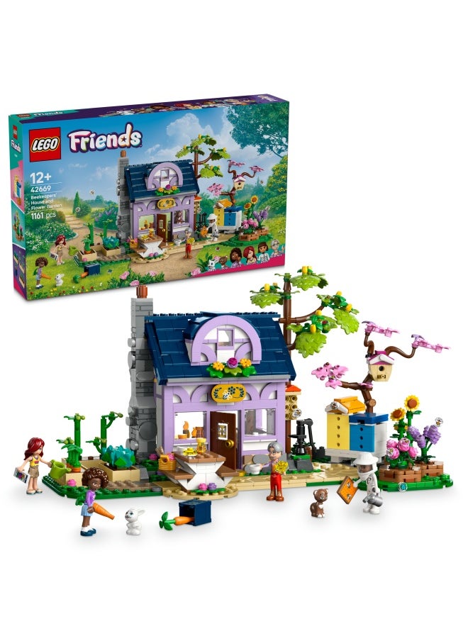 Friends Beekeepers’ House and Flower Garden Set, Creative toy for Kids and Teenagers, with 4 Mini Dolls, Cat and Rabbit Animal Figures, Plus Accessories, Birthday Gift for Girls aged 12+ 42669 (1161 pieces)