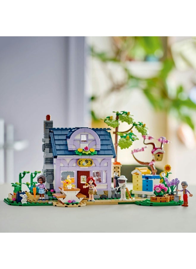 Friends Beekeepers’ House and Flower Garden Set, Creative toy for Kids and Teenagers, with 4 Mini Dolls, Cat and Rabbit Animal Figures, Plus Accessories, Birthday Gift for Girls aged 12+ 42669 (1161 pieces)
