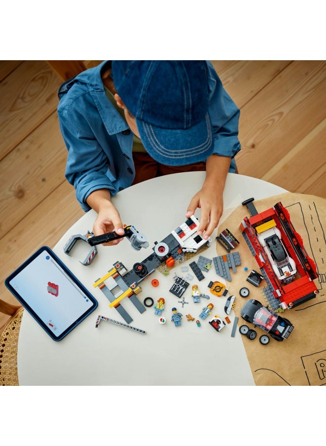 City Scrapyard with Cars - Construction Toy with Crusher, Crane, 2 Car Toys, 4 Worker Minifigures & an Office Building - Birthday Gifts for 8+ Year Old Boys & Girls - 60472 (871 pieces)